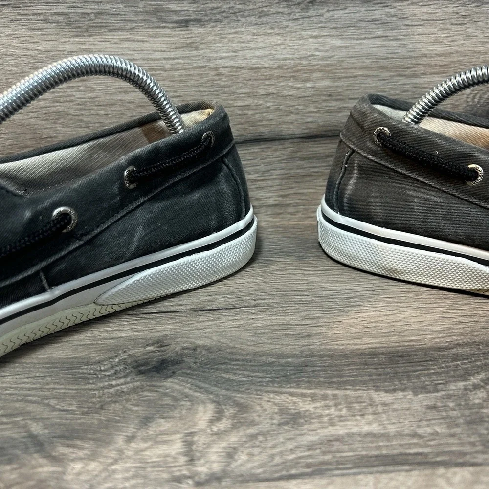 Sperry Top-sider Bahama Boat Shoes Men's 9 M Gray/black Canvas Beach
